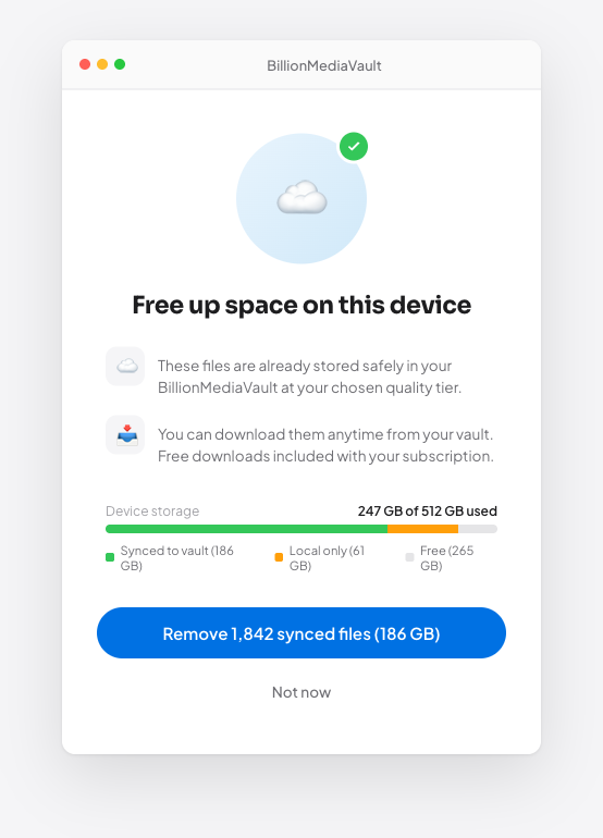 Free up space screen